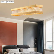 Gold rectangular decorbites contemporary crystal led island light with clear crystal beads for living room bulb base 220v-240v