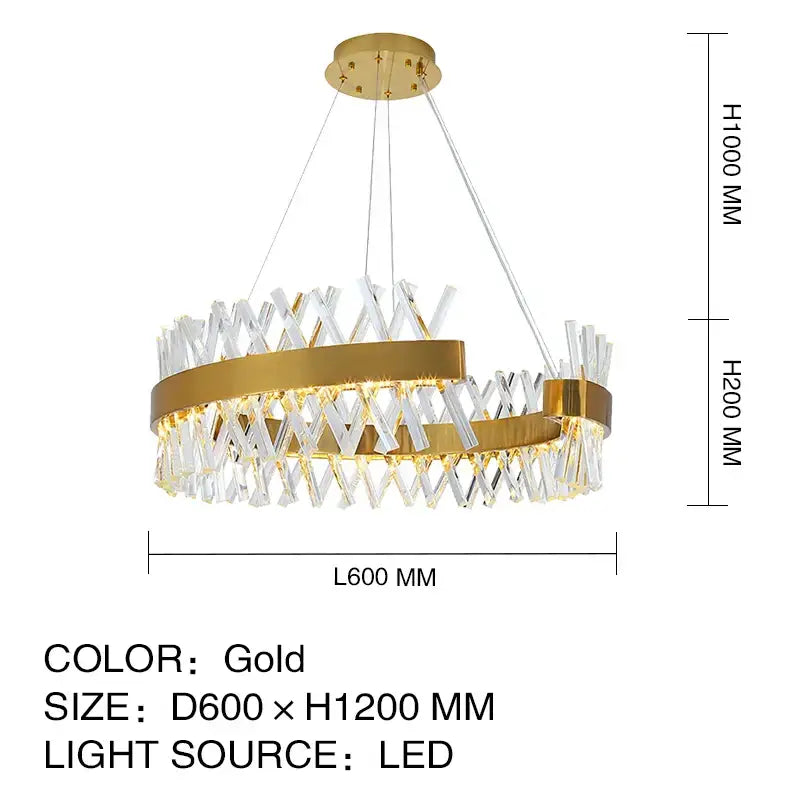 Contemporary gold led crystal chandelier with clear crystal rods and x-pattern design for living room decorbites contemporary led
