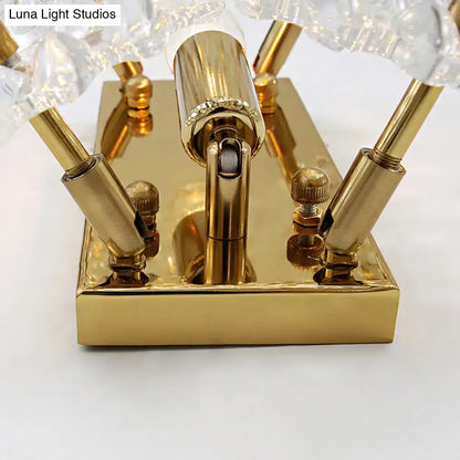 Contemporary gold metal fixture wall light with clear crystal glass shades for hallway lighting