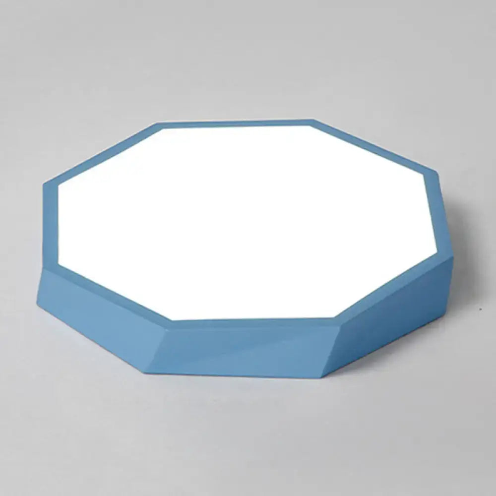DecorBites™ blue octagonal acrylic flush mount ceiling light with sleek design and soft white illumination for bedroom