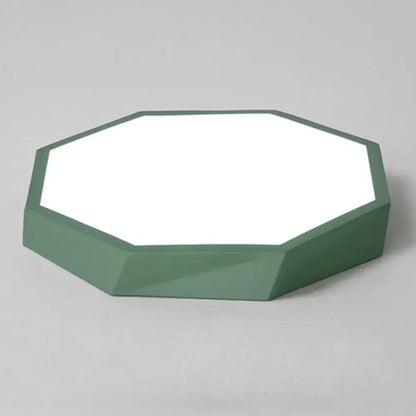 Decorbites™ contemporary flush mount ceiling light with matte sage green frame and bright white acrylic surface
