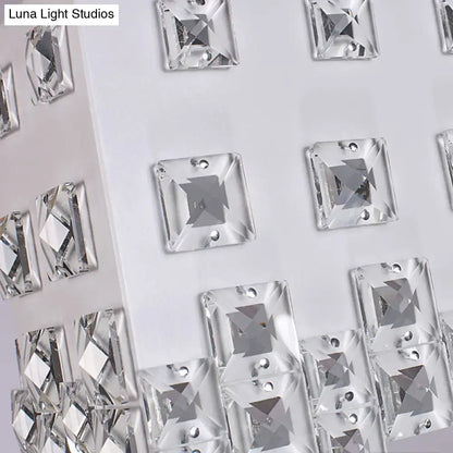 Clear faceted square rhinestones with silver metal backing holes for crystal accents on contemporary ivory chandelier