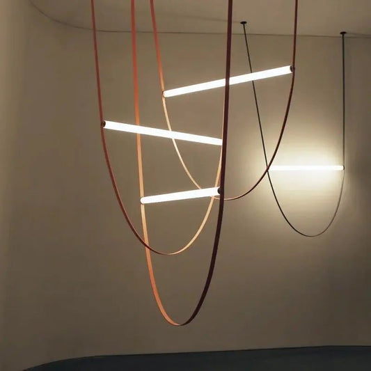 Contemporary Leather Belt Dimmable LED Pendant Light - Decorbites