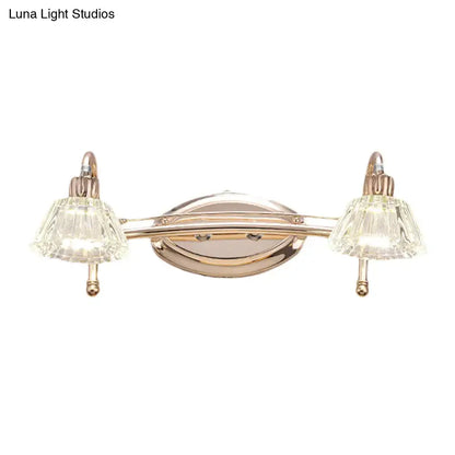 Contemporary rose gold wall vanity light with truncated cone shade and crystal-encrusted lampshades for bathroom use