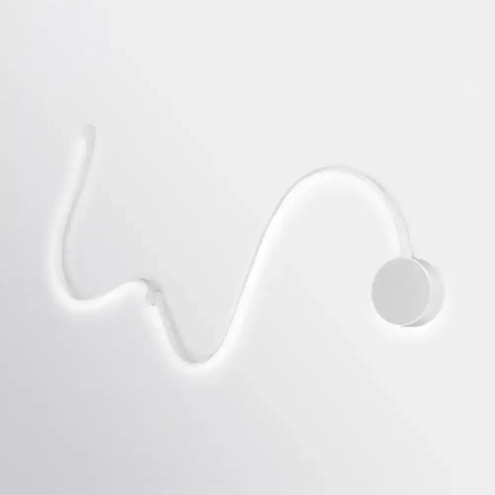 Minimalist white led wall sconce with a sleek curved design and white warm light for contemporary twist decor