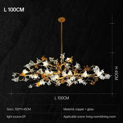 Golden copper and clear glass copper branch pendant chandelier resembling a blooming floral branch for living room decorbites copper branch