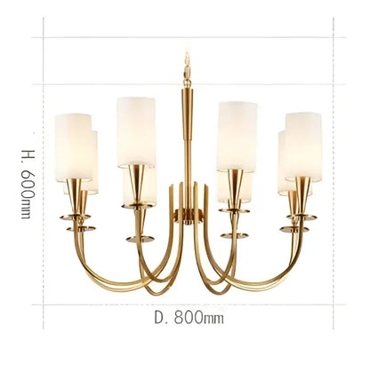 Decorbites copper ceiling chandelier with gold-toned six frosted glass shades and central vertical stem for living room decor