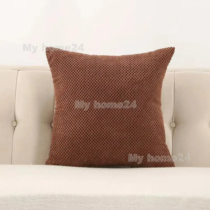 Brown textured corduroy corn kernel throw pillowcase with woven knitted pattern for living room sofa decorbites decor