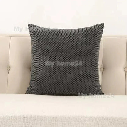 Dark gray textured corduroy corn kernel throw pillowcase with woven knitted pattern for living room sofa decorbites decor