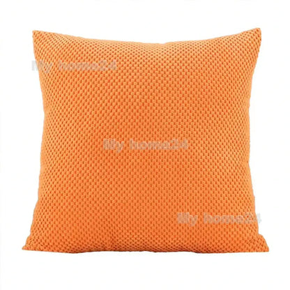 Orange textured corduroy corn kernel throw pillow with woven diamond pattern for living room sofa decorbites decor