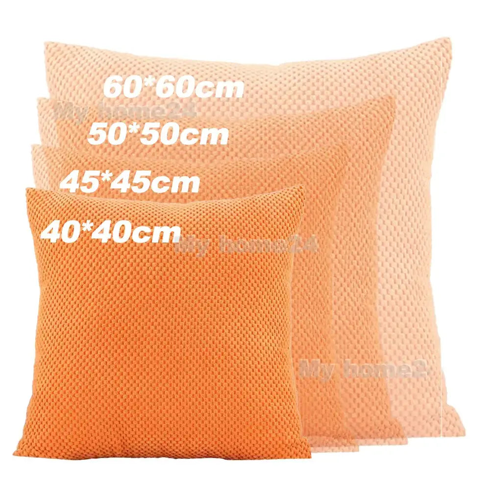 Set of four orange corduroy corn kernel throw pillowcases in sizes 40x40cm to 60x60cm for sofa decorbites decor