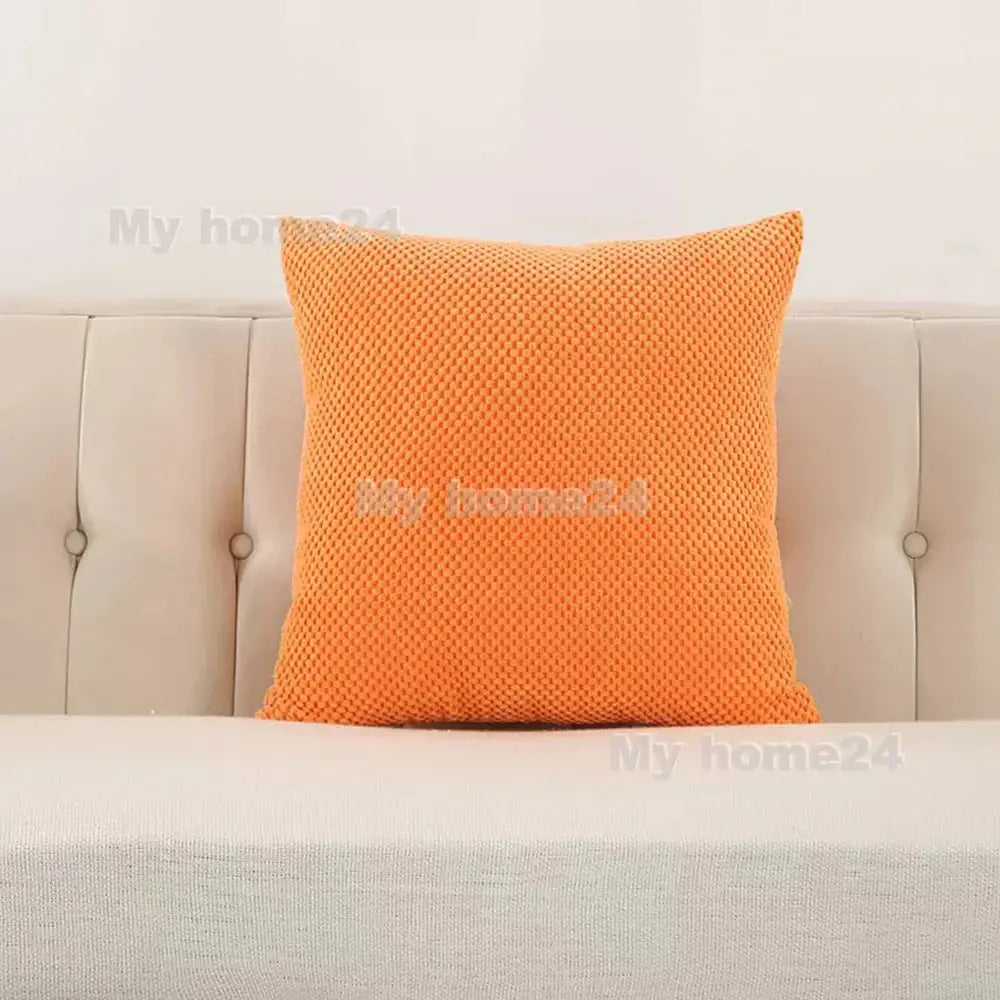 Vibrant orange corduroy corn kernel throw pillow with textured woven fabric for living room sofa decorbites decor