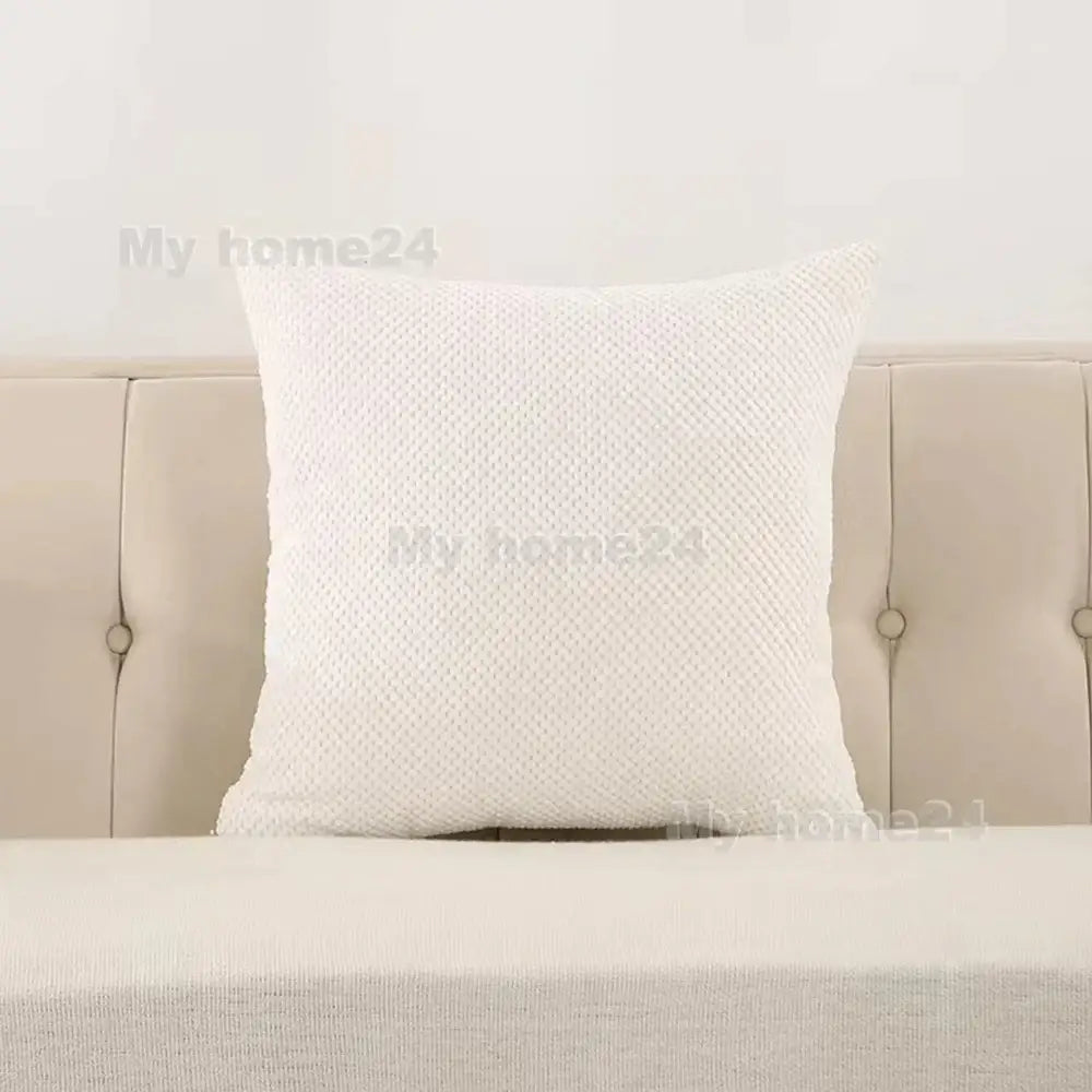 White textured throw pillow with woven fabric finish featuring decorbites corduroy corn kernel for sofa decor