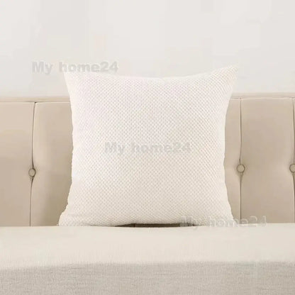 White textured throw pillow with woven fabric finish featuring decorbites corduroy corn kernel for sofa decor