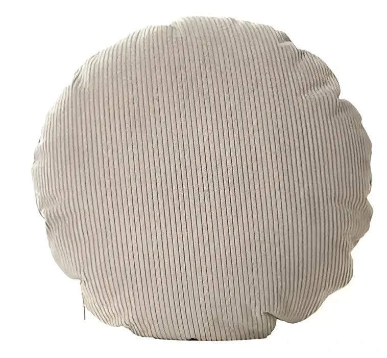 Beige corduroy round pillow cover from decorbites featuring solid stripe texture for living room decor