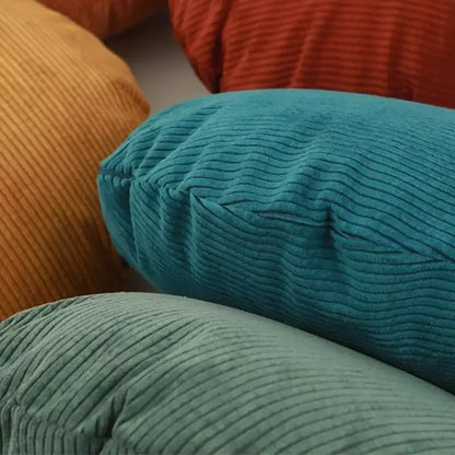 Teal corduroy round pillow cover with soft ribbed texture and plush fill for living room decorbites corduroy round pillow