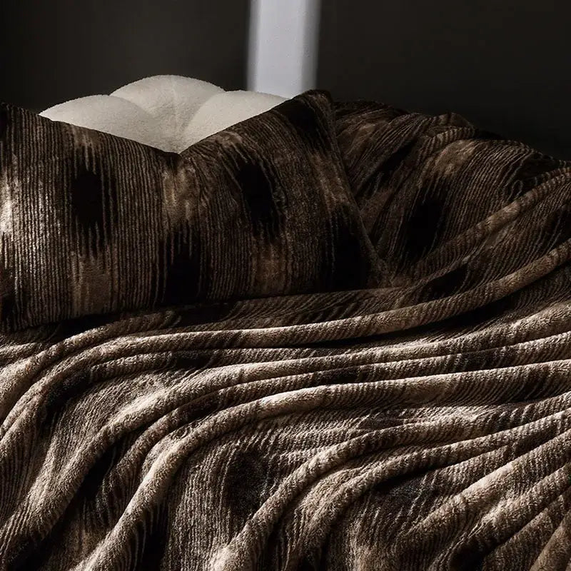 Rich brown velvet cosy faux rabbit plush throw blanket with ribbed texture and subtle sheen for living room decorbites cosy faux