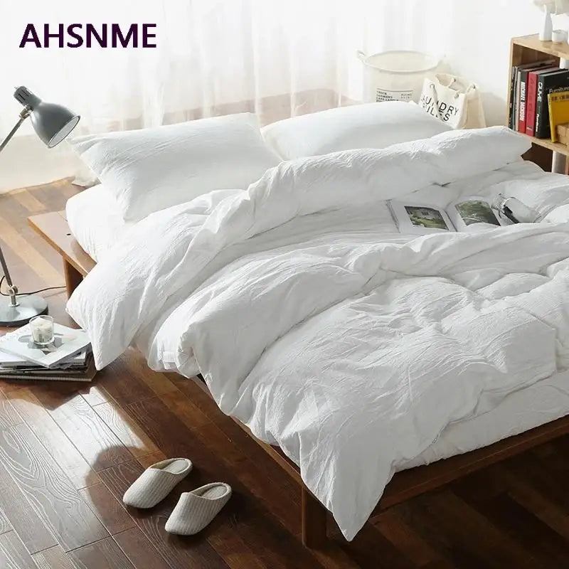 Decorbites 100% cotton white duvet cover set with soft textured fabric and cozy slightly wrinkled appearance 50x75cm 50x70cm