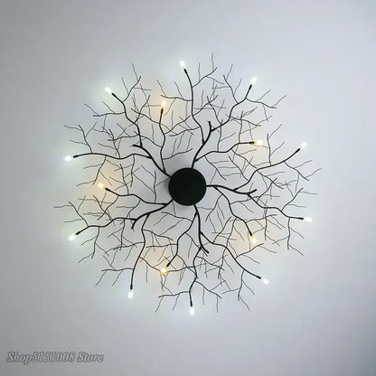 Black metal country branch iron ceiling light fixture with multiple led bulbs for living room decorbites country branch decor