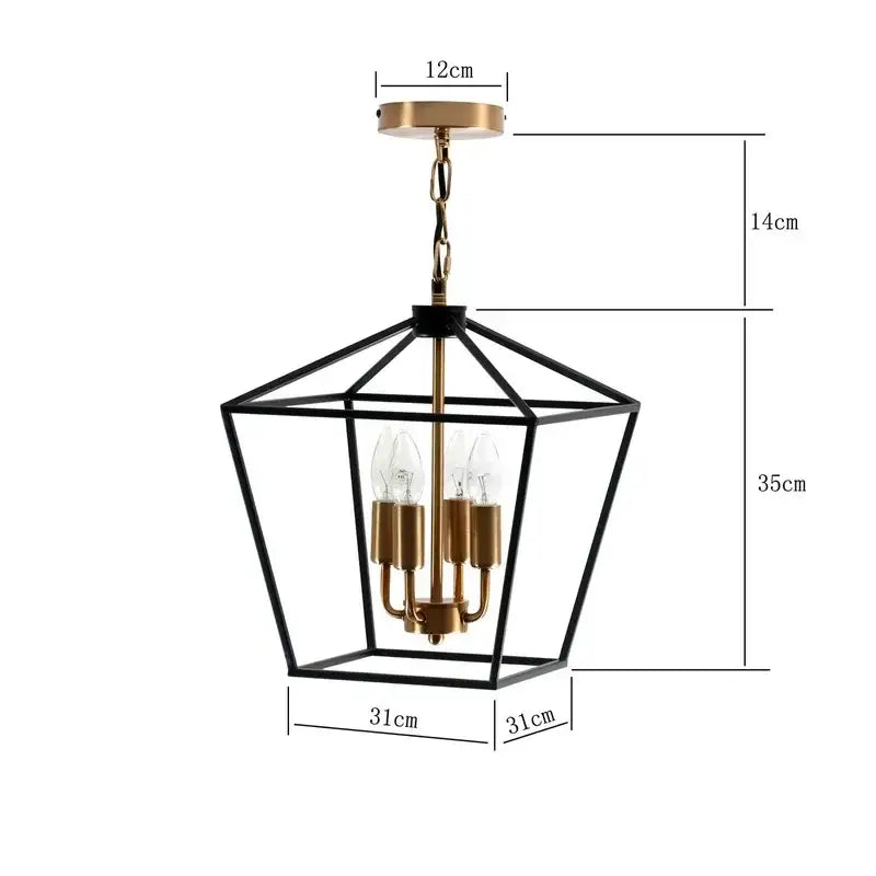 Black and brass geometric country style iron led chandelier with clear glass panels for dining room decorbites country style