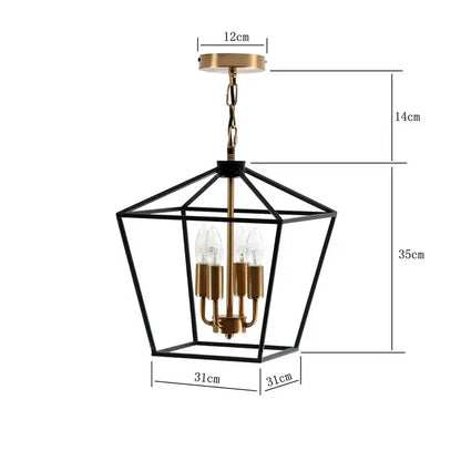 Black and brass geometric country style iron led chandelier with clear glass panels for dining room decorbites country style