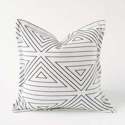 A cozy green handmade pillow cover with bold black and white geometric pattern for living room decorbites cozy green decor