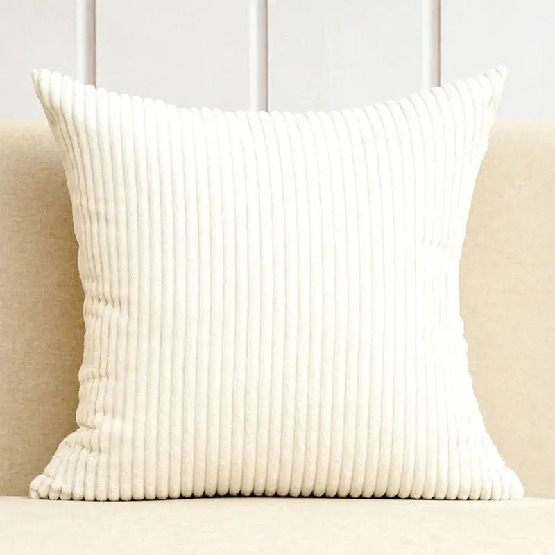 Cream corduroy striped cushion cover with a soft ribbed texture for living room decorbites corduroy striped pillow