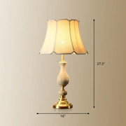 Cream-colored DecorBites™ table lamp with gold-finished ceramic base, fluted beige fabric shade, compatible with e26 e27 220v-240v