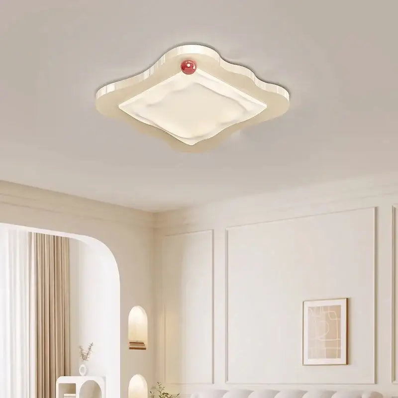 Cream style beige cloud led ceiling light with a cream-colored glossy finish and red accent for bedroom decorbites ceiling light