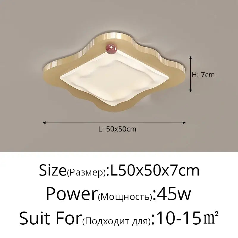Cream style beige cloud led ceiling light with gold-toned metallic frame and soft white diffuser for bedroom decorbites decor