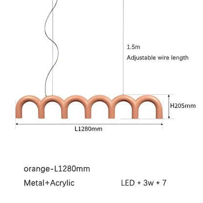 Orange modern pendant light with curved metal and acrylic arches for living room decorbites cream style nordic chandelier