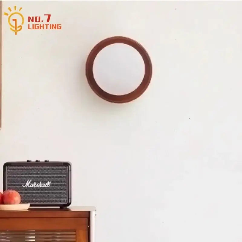 Cream wind dumplings wall light with warm brown wooden frame and frosted glass center for bedroom decorbites cream wind