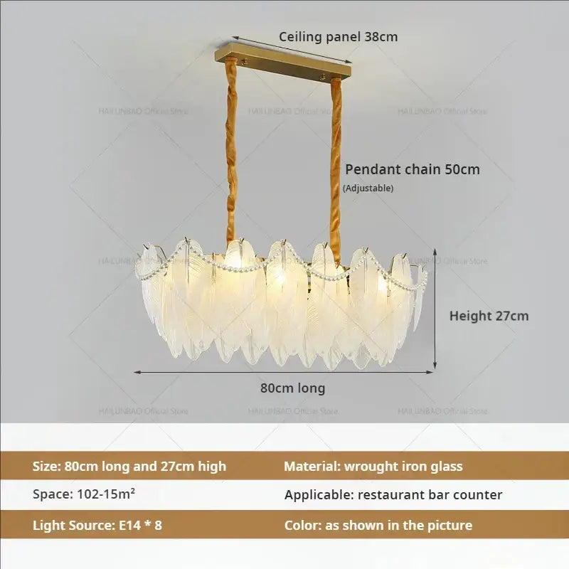 A cream wind feather pearl crystal chandelier with golden wrought iron panel and glass feather accents for living room decorbites cream wind