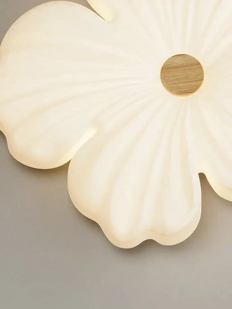 Cream wind flower eye protection ceiling light with a cream flower shape and central wooden disc for living room decorbites cream wind