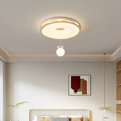 Cream wind walnut round bedroom light features a beige and white ceiling fixture with a pink bow hanging bulb decorbites cream wind