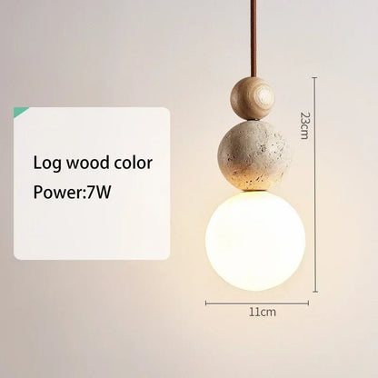 Cream Yellow Travertine And Wood Pendant Light - Decorbites