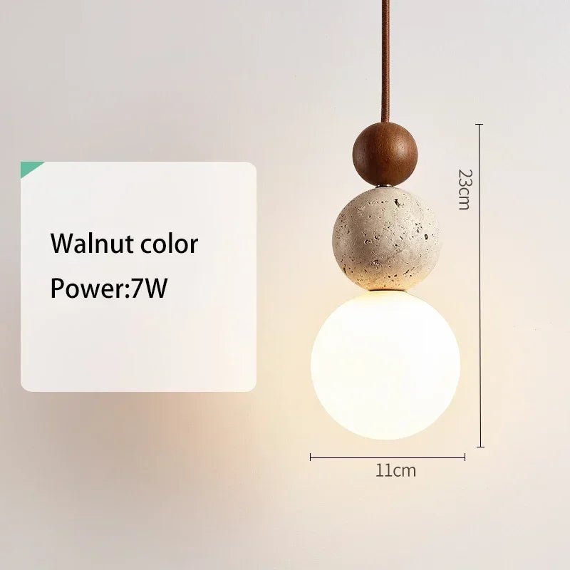 Cream Yellow Travertine And Wood Pendant Light - Decorbites