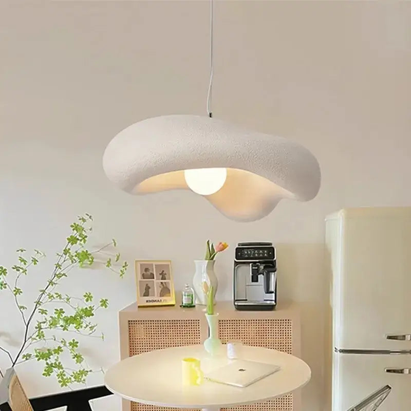 Creamy style pendant off white cloud lamp with textured surface and warm glow ideal for dining room decorbites pendant light