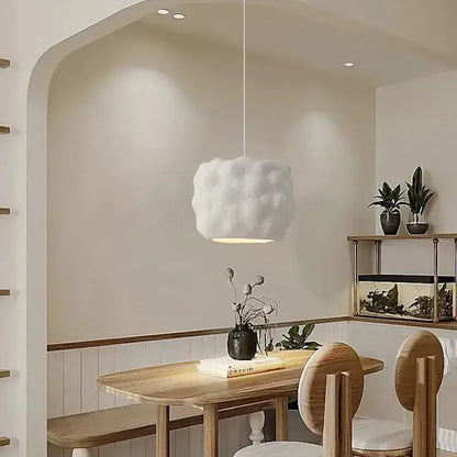Creamy style white cloud pendant light with soft textured surface for bedroom decorbites creamy style pendant lighting