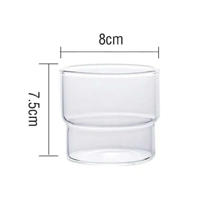 Clear glass coffee smoothie cup with double-walled heat resistant design 8cm diameter by 7.5cm tall decorbites creative