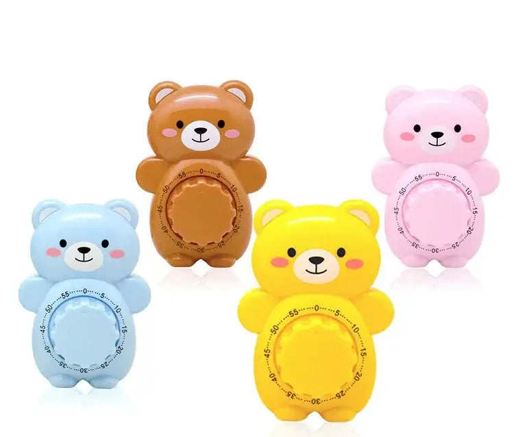 Creative orange bear kitchen timer and colorful blue brown pink yellow bear kitchen timers in plastic for baking use