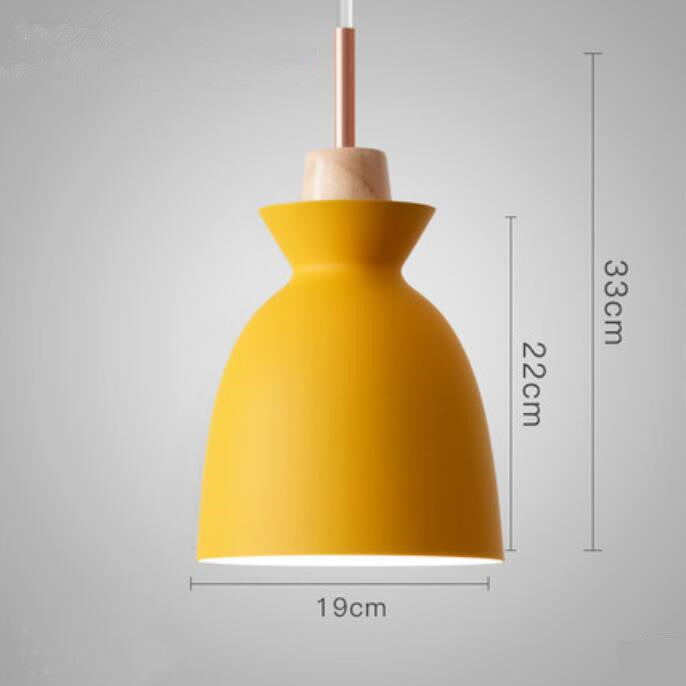 Wood Iron Pendant Light Single-Head Rustic Style