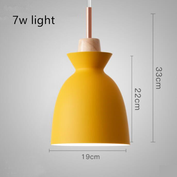 Wood Iron Pendant Light Single-Head Rustic Style