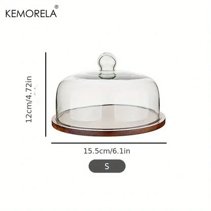 Clear glass cake dome with wooden base and handle by kemorela for decorbites creative wooden cake storage box
