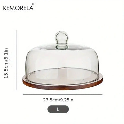 Clear glass cake dome with wooden base and kemorela knob on decorbites creative wooden cake storage box