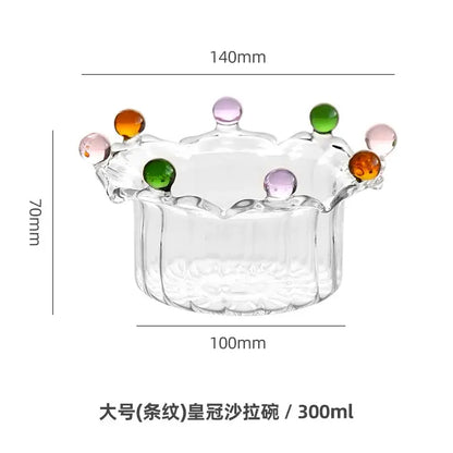 Crown clear glass fruit bowl with colorful gemstone accents ideal as decorbites clear glass dining room dish