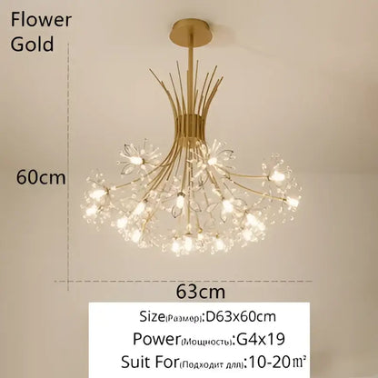Gold-colored crystal bionic petals chandelier with delicate flower-like crystal accents for dining room decorbites crystal bionic