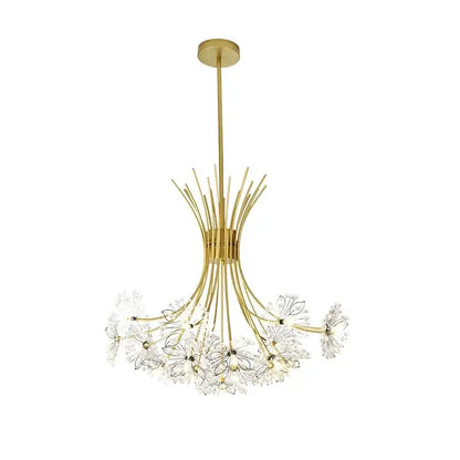 Gold-toned decorbites crystal bionic chandelier with delicate crystal bionic petals for dining room decor