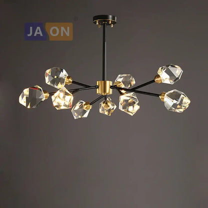 Black and gold modern crystal copper chandelier lighting with faceted globes for dining room decorbites crystal copper