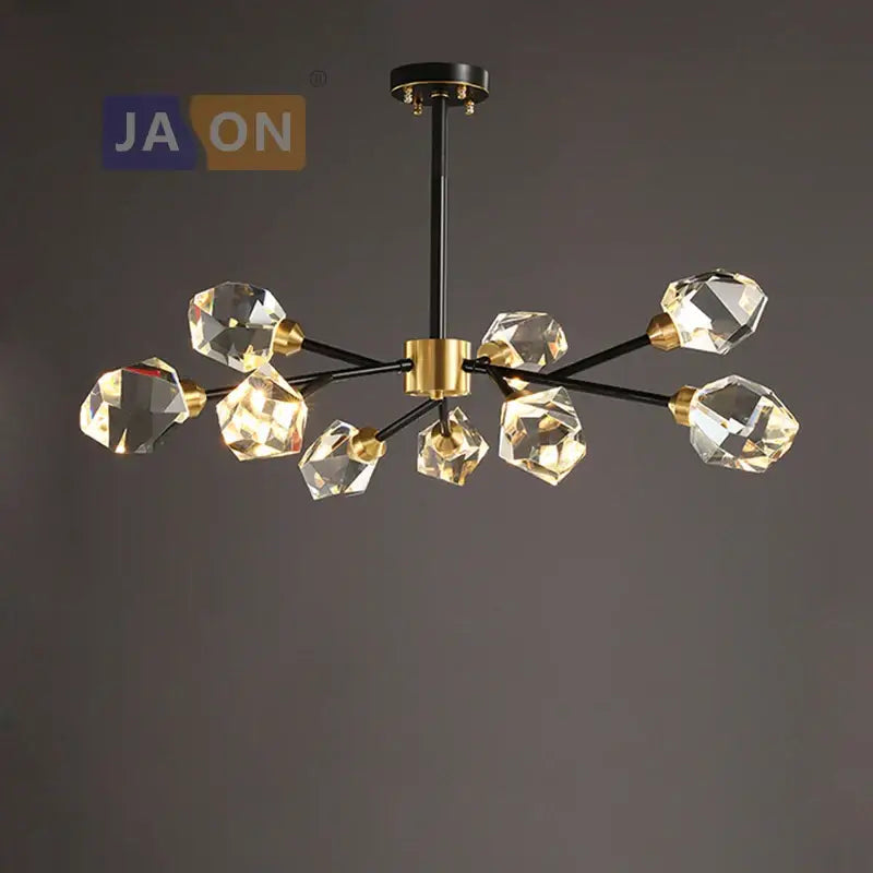 Black and gold modern crystal copper chandelier lighting with faceted globes for dining room decorbites crystal copper